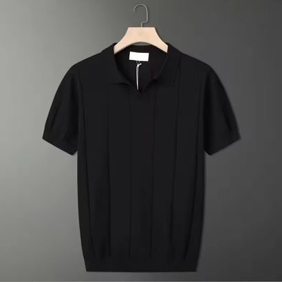 Black Men's Slim Fit Quarter Zip Golf Polo Shirt