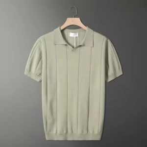 Olive Green Men's Slim Fit Quarter Zip Golf Polo Shirt