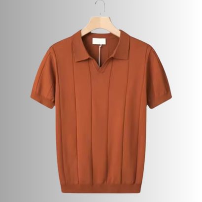 Orange Men's Slim Fit Quarter Zip Golf Polo Shirt