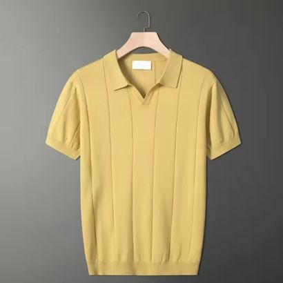 Yellow Men's Slim Fit Quarter Zip Golf Polo Shirt
