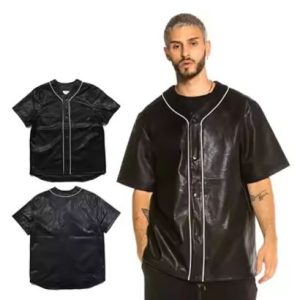 Men Leather Baseball Jersey Manufacturers